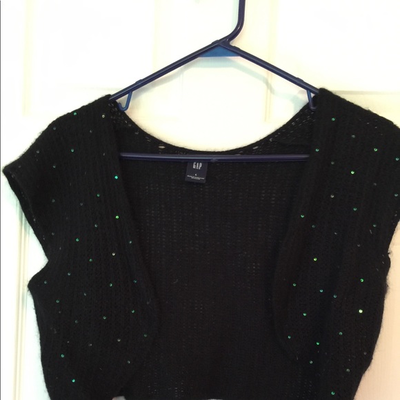 Black Shrug Sweater with subtle sequins - Picture 1 of 4